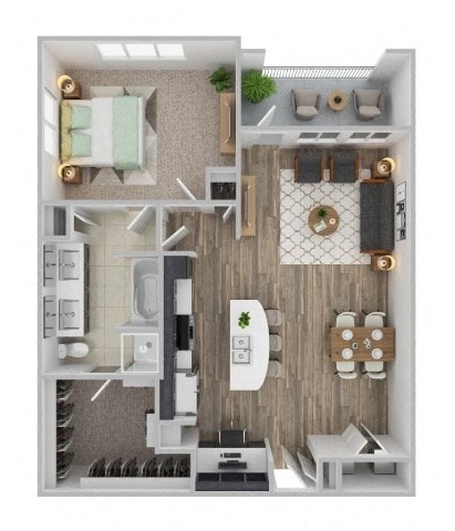 a 2 bedroom floor plan with a bathroom and a living room